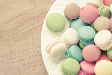 traditional french colorful macarons, background