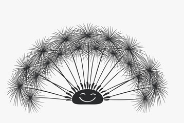 cheerful vector dandelion fluffy black on gray