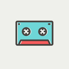 Naklejka premium Cassette tape thin line icon