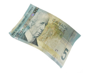 Canadian 5 Dollar, isolated on white