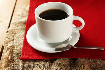 Cup of coffee on table, closeup