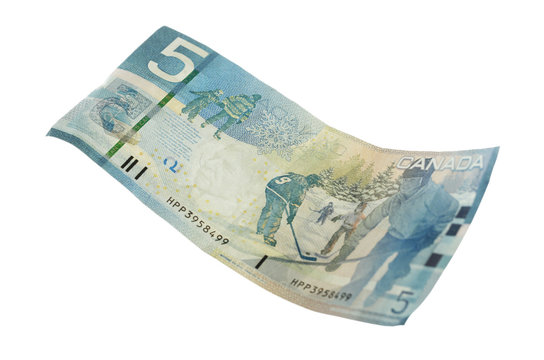 Canadian 5 Dollar, isolated on white