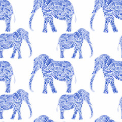 Elephant seamless pattern background vector illustration