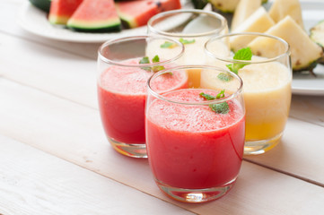 Pineapple smoothie and Watermelon smoothie