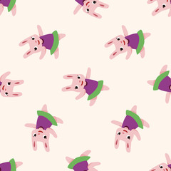 animal rabbit cartoon , cartoon seamless pattern background