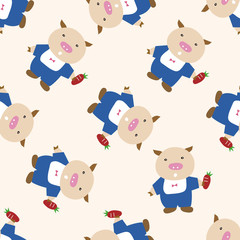 Three Little Pigs , cartoon seamless pattern background