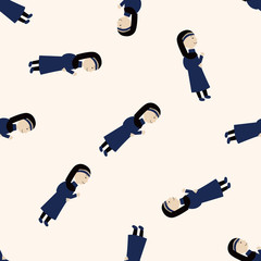 pastor and nun , cartoon seamless pattern background