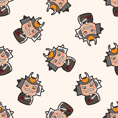 person character warrior , cartoon seamless pattern background