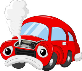 The car damage so that smoky