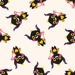 monster cartoon vecotr,, cartoon seamless pattern background