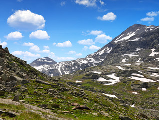 Fototapeta na wymiar View on the Monte Moro pass in Swiss Alps