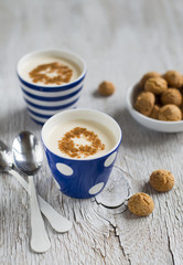 homemade yogurt with cinnamon and biscuits 