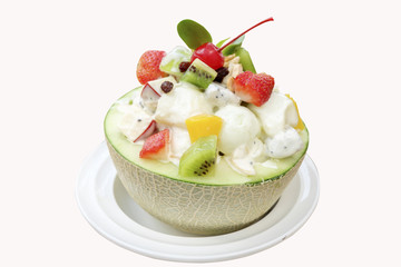 Fruit Salad in Cantaloupe Bowl