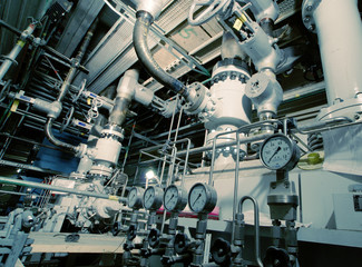 Industrial zone, Steel pipelines, valves and cables