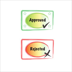 approved and rejected stamp, vector icons