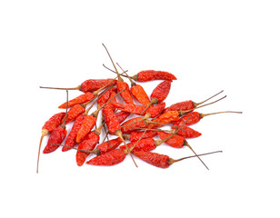 Dried  red chili pepper on white background