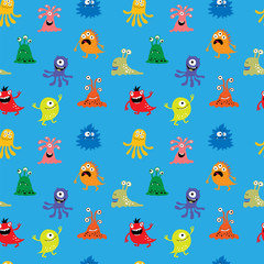 Obraz premium Seamless pattern with funny monsters