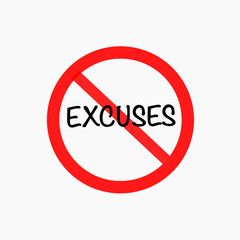 no excuse sign, vector icon