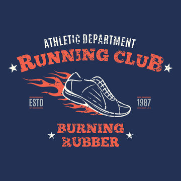 Retro Styled Running Club Logo, Label or Emblem Template