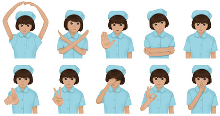 看護師のセット　ブルーの制服