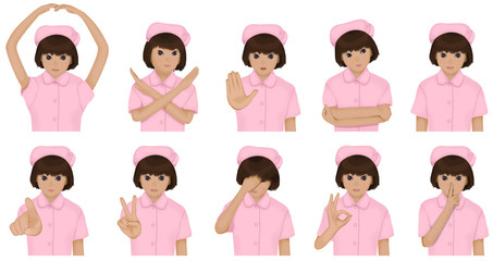 看護師のセット　ピンクの制服