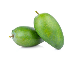 green mango on white background