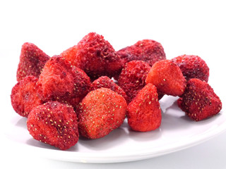 Crispy Strawberry on white background.