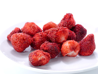 Crispy Strawberry on white background.