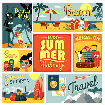 Vector illustration of traditional summer vacation.