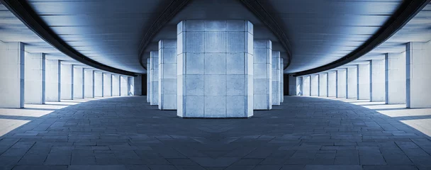 Photo sur Plexiglas Tunnel long corridor with columns, surreal design