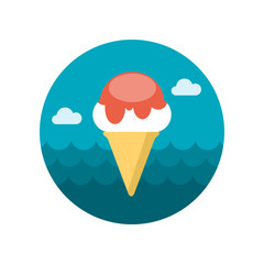 Ice Cream flat icon with long shadow