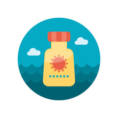 Sunscreen flat icon with long shadow
