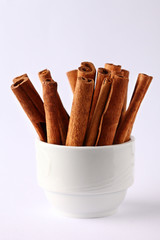 cinnamon on a white background