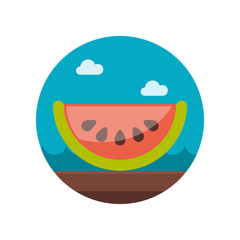 Obraz premium Watermelon Slice flat icon with long shadow
