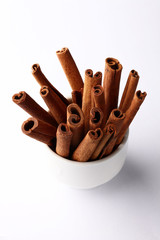 cinnamon on a white background