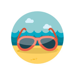 Sunglasses flat icon with long shadow