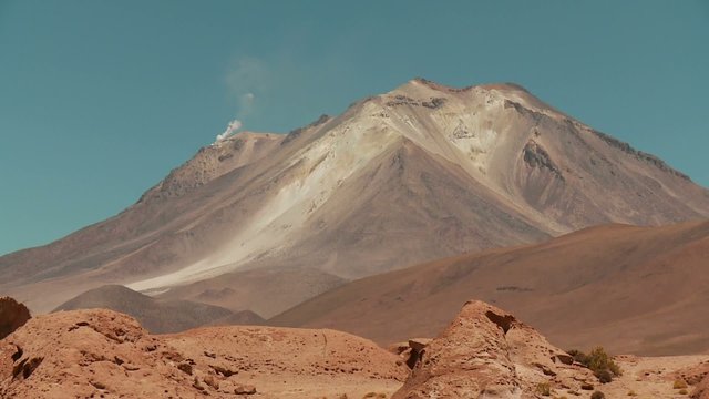 active vulcan Ollagüe with a fumarole in Bolivia
