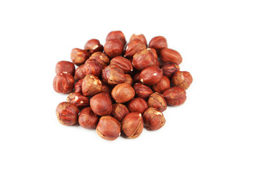 Hazelnuts isolated on white