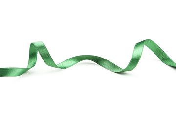 Green ribbon on white background