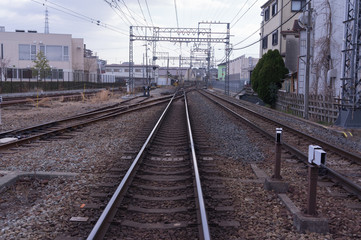 Fototapeta na wymiar Rail road in kintetsu doumyou-ji station,Osaka,japan