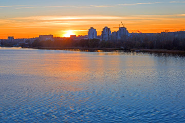 Fototapeta premium Sunset over the city.