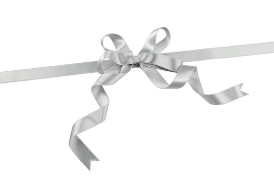 Silver bow on white background