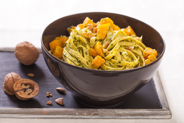 Pasta, pumpkin and pesto