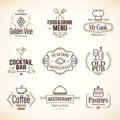 Vintage labels design. Logo set for restaurant and coffee house