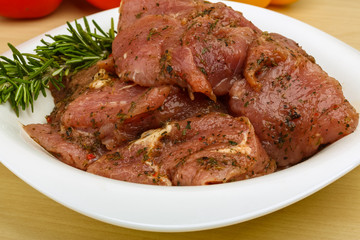 Raw marinated meat for bbq