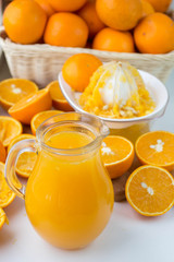 Fototapeta na wymiar Freshly squeezed orange juice