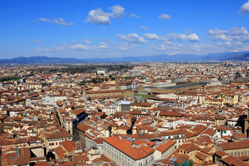 Fototapeta na wymiar View of Florence from Cathedral at sunny day, Italy