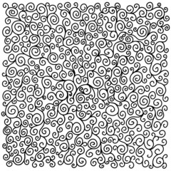 Pattern with black curls on white background