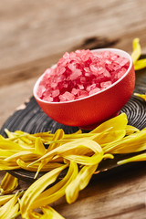 Sea salt and flower petals