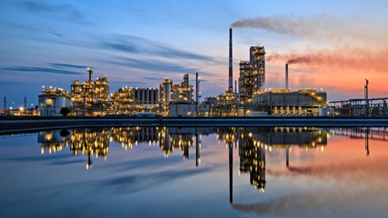 Oil refinery at dusk. HDR - high dynamic range - 83447971